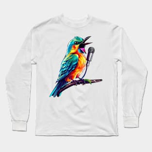 90s Retro Bird Singing Long Sleeve T-Shirt